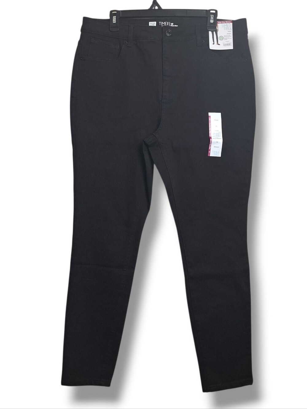 Time and Tru Skinny Jeans Womens Size 16 Black Stretch High Rise Fitted New